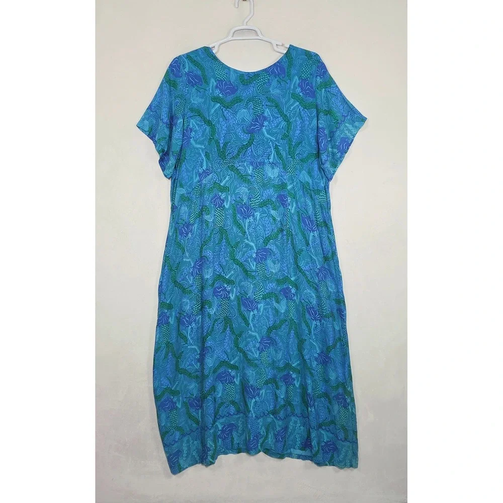 Vintage Rainbow Jo Mermaid Maxi Dress Women's 3XL Blue Green Mermaidcore